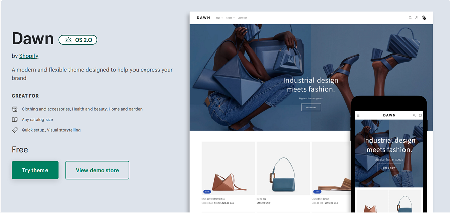 Dawn - Clothing and accessories, Health and beauty, Home and garden Shopify Free Theme